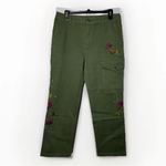 Sundance NEW  Women’s Embroidered Cargo Pants 8 Olive Green Boho Cotton Stretch Photo 6
