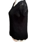 LeRoy Knitwear Vintage Black Crochet Top | EUC | Scalloped Hem Size M Photo 1
