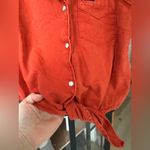 Wrangler retro pearl snap tie front button down top western shirt sleeveless Orange Photo 5
