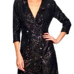DKNY  Cocktail Dress 8 Black Sequined Long Sleeve Tuxedo Sheath Double Breasted Photo 0