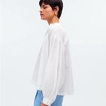 Madewell  Shirred Long-Sleeve Top in Eyelet White Size Medium NWT Photo 1