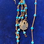 Turquoise and Gold Sand Dollar Sea Shell Earrings and Necklace Beach Ocean Coast Photo 2