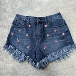 Simple Society Mushroom Embroidered Jean Shorte Photo 0