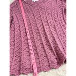 Charter Club Large 100% Cotton Pink Sweater Scallop Open Knit Crochet Photo 6