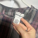 FOR THE REPUBLIC Plaid Button Down Back Top Frayed Photo 4