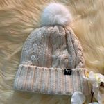 Pink By Victoria Secret Fleece Lined Winter Pom Pom Hat Tan Photo 9