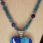 JAY KING Turquoise Lapis Mosaic Inlay Heart Pendant On Turquoise Lapis Necklace Photo 1