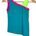 MotionWear Asymmetrical Dance Performance Wear Top Small Adult Neon Green Blue Photo 2