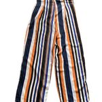 Zaful Beautiful striped pants, front zip, black, orange white and blue stripes, super lightweight, 65% cotton and 35% polyester, brand new, size 4 Photo 4
