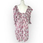 Ganni Georgette Mini Dress Women 36 Pink Black Floral Pleated Ruffle Square Neck Photo 4