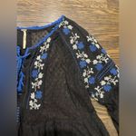 Free People transparent black blue embroidered tassel blouse women’s size XS Photo 5