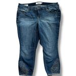 Torrid Eyelet Ankle Cropped Capri Skinny Denim Low Rise Blue Jean Medium Wash 16 Photo 0