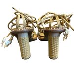 Ulla Johnson  Cora High Heel Ankle Strap Sandals Seashell Leather Size 40 9.5 Photo 8