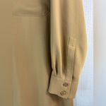 Charles Henry  L Satiny Button Down Pocketed Shirt Dress in Golden Tan Photo 5