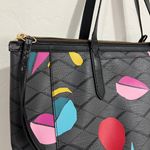 Fossil Sydney Tote Bag Purse  Gray Coated Geometric  Black Multi Photo 3