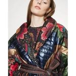 Farm Rio 💕💕 Black Wild Bananas Metallic Reversible Puffer Jacket Large L NWT Photo 8