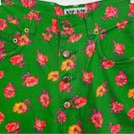 Vintage NAF NAF Green/Pink Floral Cut Off Denim Jean Shorts Size 40 Medium Green Photo 3