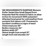 Rampage  Womens Puffer Jacket Size Small Zipped Front Polyester Red Photo 8