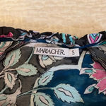 Maria Cher multicolored blouse short sleeve top ruffle sleeves small Blue Photo 1