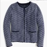 J.Crew  Wool Blend Tweed Cardigan Navy Blue Jacket Small Photo 2