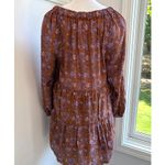 Xirena Lea Cottage Boho Brown Floral Dress Small Oversized Golden Silk Cotton Photo 6