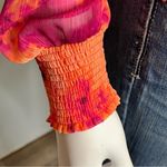Bar III  Tie Dye Wrap Blouse Pink Orange Long Sleeve Sheer Size Size S Photo 4