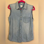 J.Crew  Perfect Fit Denim Sleeveless Button Down Photo 0