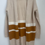 Sophie Rue  Womens Midi Cream/Brown Striped Cardigan Size Medium Photo 0
