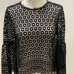 J.Crew Black Lace Blouse with Flared Sleeves Photo 1