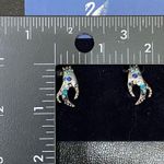 Swavorski Vintage SWAROVSKI “Domination” Ruthenium Plated Blue Teal Crystal Clip Earrings Photo 10