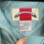 Vintage 1980s Teal Blue Shiny Windbreaker Rain Jacket Womens S Funky Artsy Photo 6