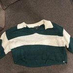 Pretty Little Thing green and white PLT cropped sweater Photo 3