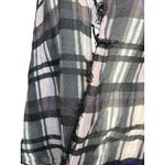 Roxy  Neutral Plaid Lightweight Scarf Black Gray Cream Fringe Classic Accessory Photo 7