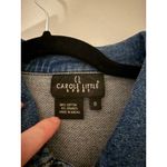 Vtg 90s Tapestry Trim Ruffle Embroidered Dark Medium Wash Denim Jean Jacket 6 Blue Photo 2