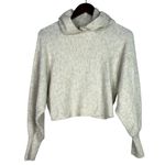ZARA  Oversized Crop Wool Blend Long Sleeve Stretch Knit Hoodie Sweater S Cream Photo 9