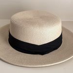 Classic Natural Straw Italian Boater Hat with Black Band Photo 7