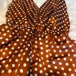 polka dot halter neck romper play suit in burnt orange Photo 6