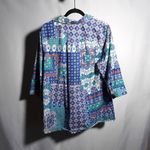 Chico's No Iron Button Up Top Hippie Boho Funky Retro Geometric Shirt Sz M Cotton Photo 2