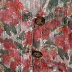 Nina Leonard Floral Open Knit Cardigan Red Green Button Front Lightweight Topper Photo 4
