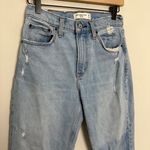 Abercrombie & Fitch ABERCROMBIE- The Mom High Rise Jean Repair Patch Light Wash Blue Denim Photo 3