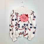Ulla Johnson RARE  Palma Embroidered Knit Peplum Sweater Crocheted Handmade Sz ML Photo 1