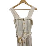 Anthropologie  cream cape code belted linen blend‎ jumpsuit size 4 Photo 3