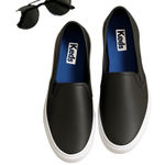 Keds  Womens Black Faux Leather Slip On No Tie Cushioned Sneakers Size 9.5 in EUC Photo 0