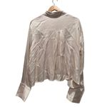 SNDYS Revolve Rising Satin Button Down Shirt Champagne Size 4 Photo 2