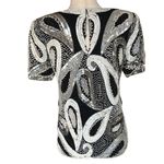 Jaisgumo Vintage Silk Sequin and Pearl Top Black Photo 5