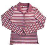 American Eagle Vintage Women's Pink Stripe Long-Sleeve Polo 2000s Large Stretchy Photo 0