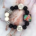 Simply Blessed Mama Wooden Beaded Wristlet Keychain Black Photo 0