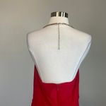 AQUA  Beaded Halter Backless Cowl Neck Long Evening Gown Red Size 10 Formal Dress Photo 7