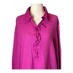 J Lindeberg Shirt Women XL Pink‎ Textured Cotton Collared Lace Up Front Top Pink Photo 4