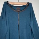 Fenn Wright Manson  Teal Long Sleeve Top with Black Trim 100%ExtrafineMerinoWool Photo 3